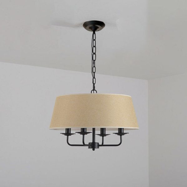 European Vintage Classic Iron Cloth 4-Light Pendant Light - Image 22