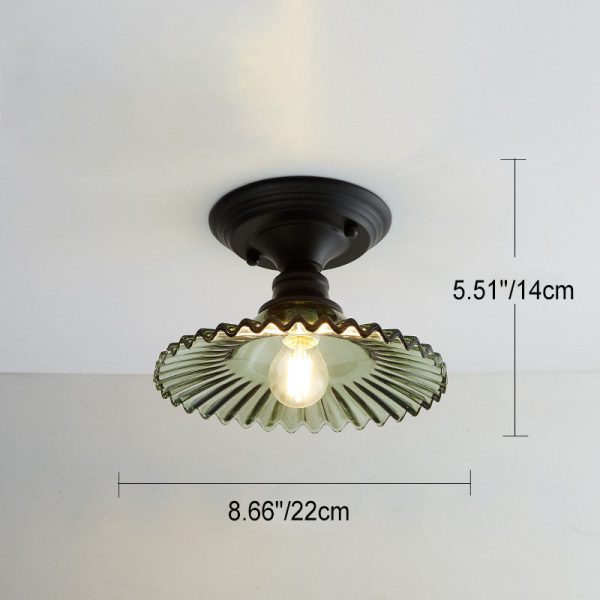 Nordic Vintage Glass Floral Round Geometry 1-Light Semi-Flush Mount Ceiling Light - Image 22