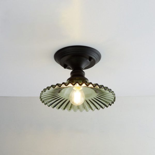 Nordic Vintage Glass Floral Round Geometry 1-Light Semi-Flush Mount Ceiling Light - Image 13