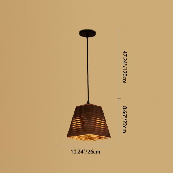 Contemporary Retro Paper Elliptic Spherical Bell Trapezoid Semicircle Polygonal 1-Light Pendant Light For Dining Room - Image 15