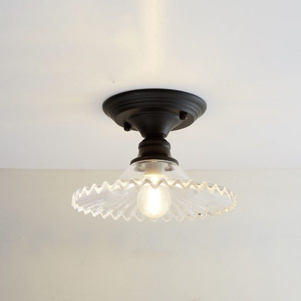 Nordic Vintage Glass Floral Round Geometry 1-Light Semi-Flush Mount Ceiling Light - Image 14