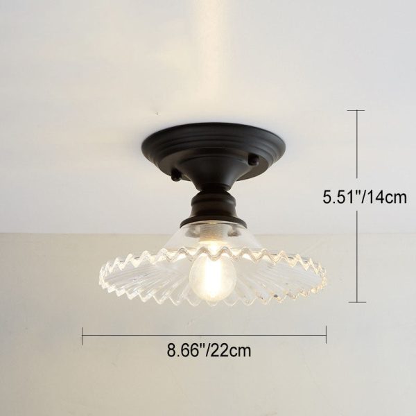 Nordic Vintage Glass Floral Round Geometry 1-Light Semi-Flush Mount Ceiling Light - Image 23