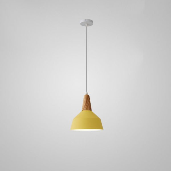 Nordic Minimalist Macaron Solid Color Aluminum Wood 1-Light Pendant Light - Image 27