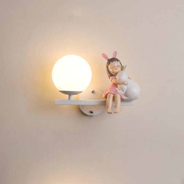 Contemporary Creative Kids Girls Unicorn Orb Resin Iron Glass 1-Light Wall Sconce Lamp For Bedroom - Image 21