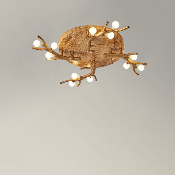 Contemporary Scandinavian Polymer Tree Branch Texture Glass Ball Shade 9/12/15-Light Semi-Flush Mount Ceiling Light For Living Room - Image 13