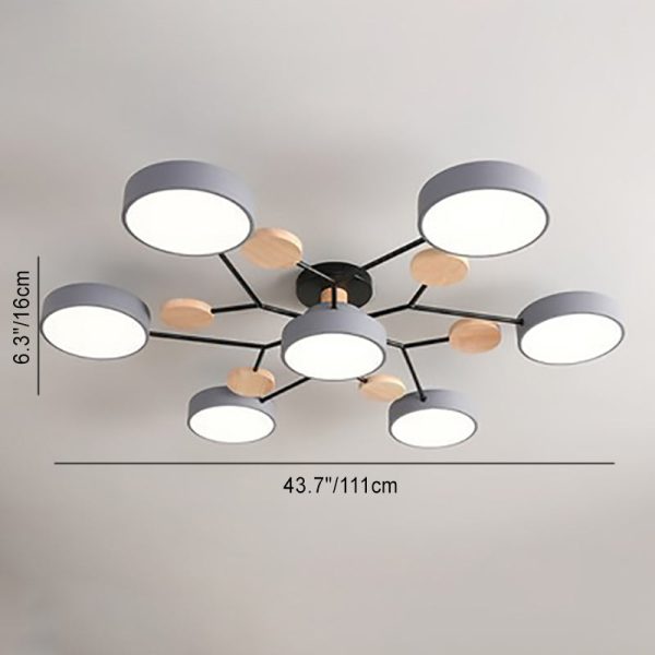 Contemporary Scandinavian Round Molecule Branch Design LED Semi-Flush Mount Ceiling Light For Living Room - Image 7