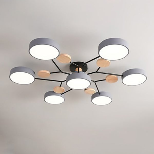 Contemporary Scandinavian Round Molecule Branch Design LED Semi-Flush Mount Ceiling Light For Living Room - Image 20