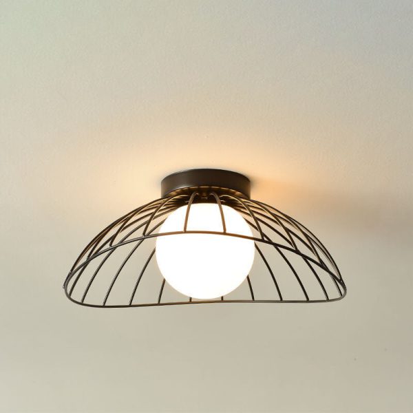 Scandinavian Modern Minimalist Iron Glass Ceramic Flower Diamond 1-Light Semi-Flush Mount Ceiling Light - Image 28