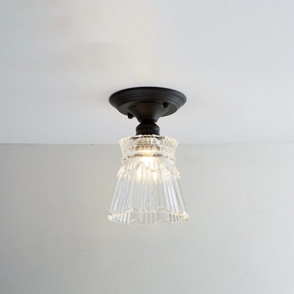 Nordic Vintage Glass Floral Round Geometry 1-Light Semi-Flush Mount Ceiling Light - Image 15