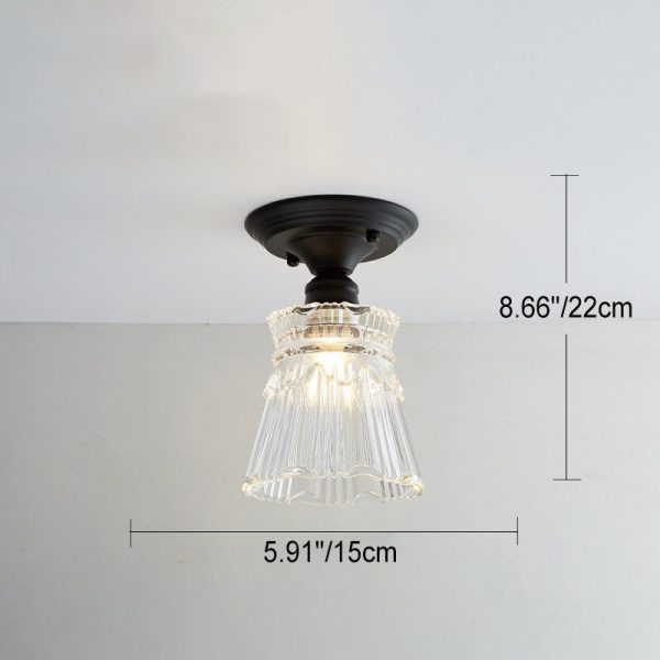 Nordic Vintage Glass Floral Round Geometry 1-Light Semi-Flush Mount Ceiling Light - Image 24