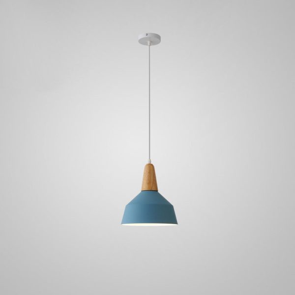 Nordic Minimalist Macaron Solid Color Aluminum Wood 1-Light Pendant Light - Image 28