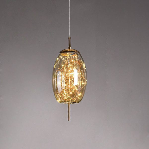 Contemporary Scandinavian Cylinder Oval Glass 1-Light Pendant Light For Bedroom - Image 16