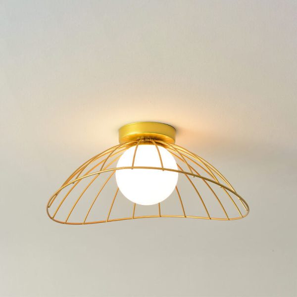 Scandinavian Modern Minimalist Iron Glass Ceramic Flower Diamond 1-Light Semi-Flush Mount Ceiling Light - Image 29