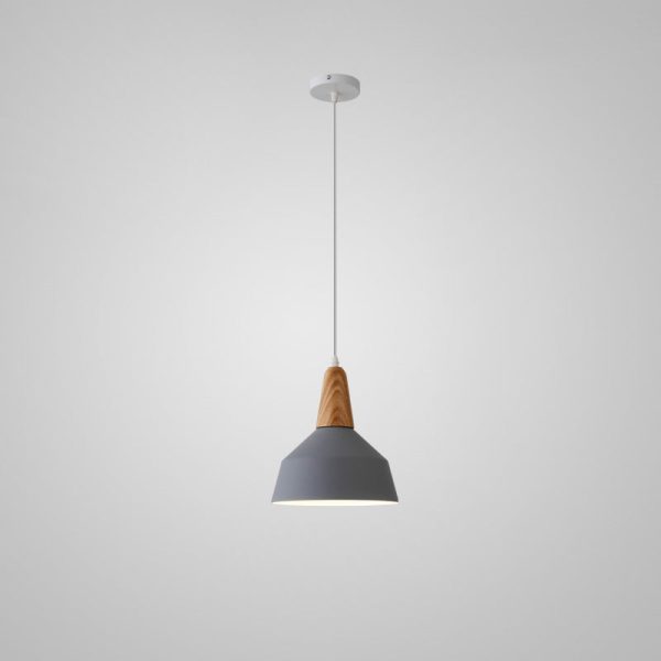 Nordic Minimalist Macaron Solid Color Aluminum Wood 1-Light Pendant Light - Image 29