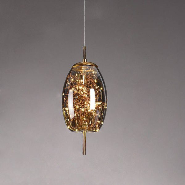 Contemporary Scandinavian Cylinder Oval Glass 1-Light Pendant Light For Bedroom - Image 17