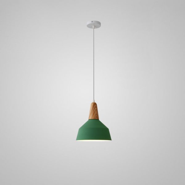 Nordic Minimalist Macaron Solid Color Aluminum Wood 1-Light Pendant Light - Image 30