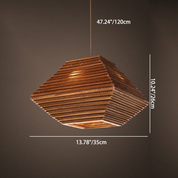 Contemporary Retro Paper Elliptic Spherical Bell Trapezoid Semicircle Polygonal 1-Light Pendant Light For Dining Room - Image 19