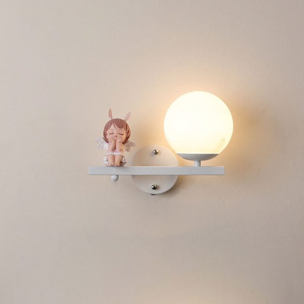 Contemporary Creative Kids Girls Unicorn Orb Resin Iron Glass 1-Light Wall Sconce Lamp For Bedroom - Image 24