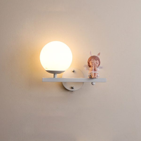 Contemporary Creative Kids Girls Unicorn Orb Resin Iron Glass 1-Light Wall Sconce Lamp For Bedroom - Image 25