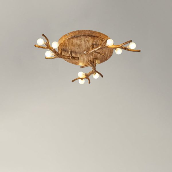 Contemporary Scandinavian Polymer Tree Branch Texture Glass Ball Shade 9/12/15-Light Semi-Flush Mount Ceiling Light For Living Room - Image 12