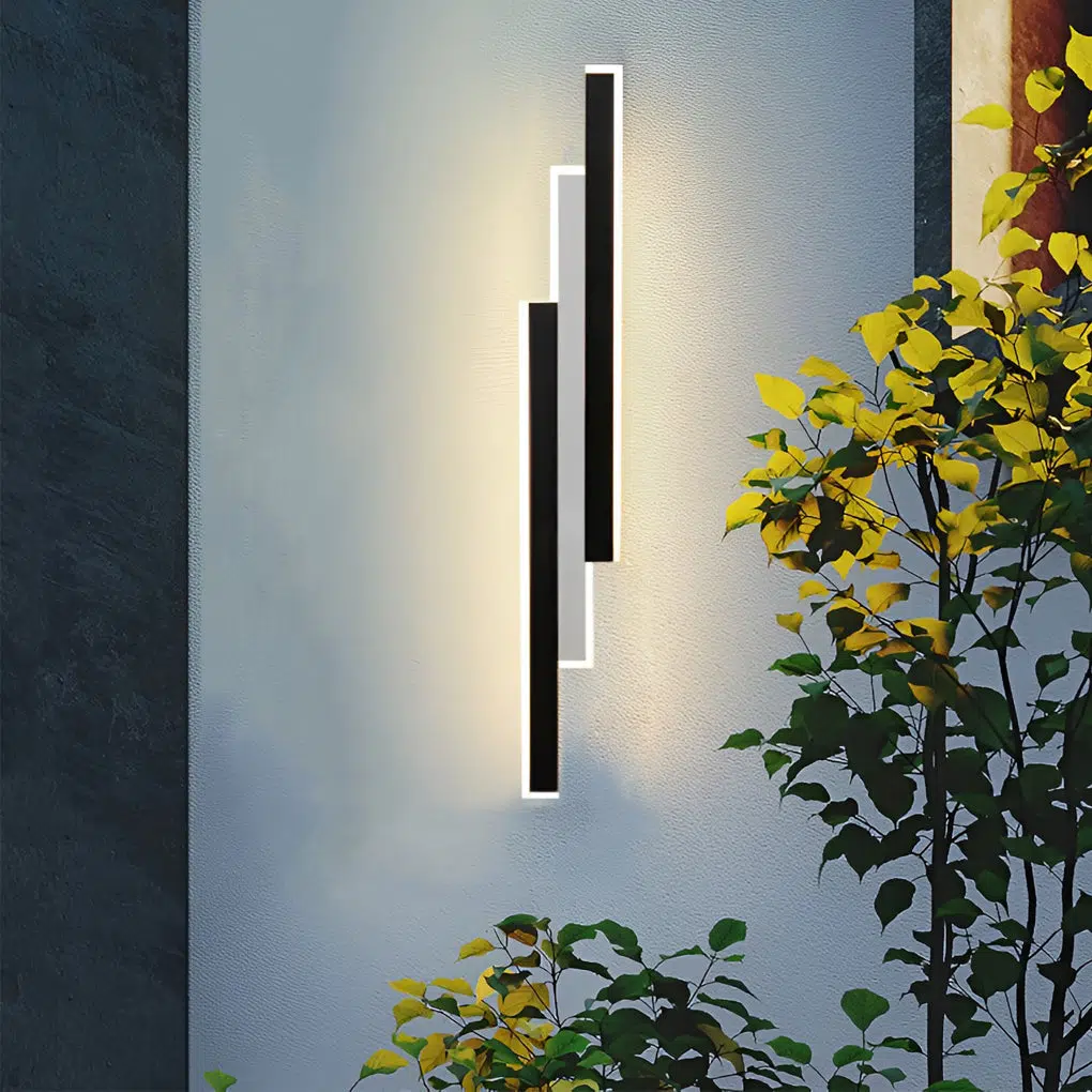 Strip-Outdoor-Wall-Lighting.jpg 3-light Combined Linear Wall Lights 3-LED Rectangle Bar Outdoor Wall Light - Image 1