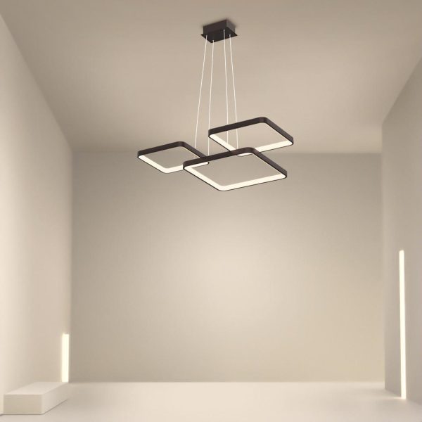 Modern LED Square Chandelier Foyer Chandelier with Remote Control for Living Room - Image 4