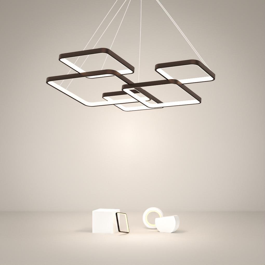 TLI00007-6-659973.jpg Modern LED Square Chandelier Foyer Chandelier with Remote Control for Living Room - Image 1