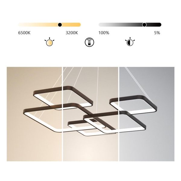Modern LED Square Chandelier Foyer Chandelier with Remote Control for Living Room - Image 5