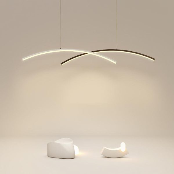 2 Piece Set Arc-Shaped Aluminum Acrylic Pendant Lighting LED Ceiling Lights - Image 3