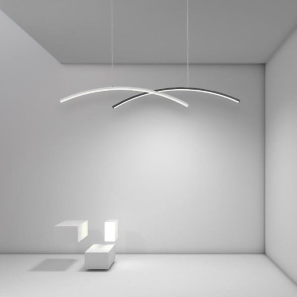 2 Piece Set Arc-Shaped Aluminum Acrylic Pendant Lighting LED Ceiling Lights - Image 2