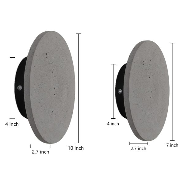 Outdoor Round Gray Concrete LED Wall Flush Lights Accent Landscape Lighting - Image 6