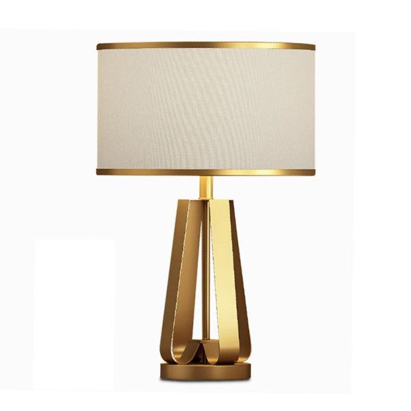 22 inch 1-Light Golden Faux Silk and Brass Geometric Table Lamp - Image 10