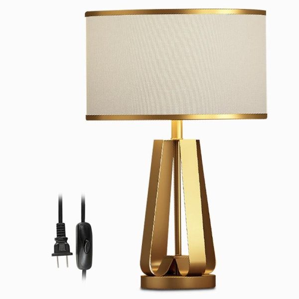 22 inch 1-Light Golden Faux Silk and Brass Geometric Table Lamp - Image 11