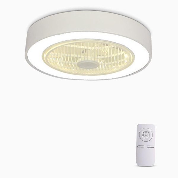 Compact Round Iron Modernized Flush Mount Bladeless Ceiling Fan With LED Lights - Image 7