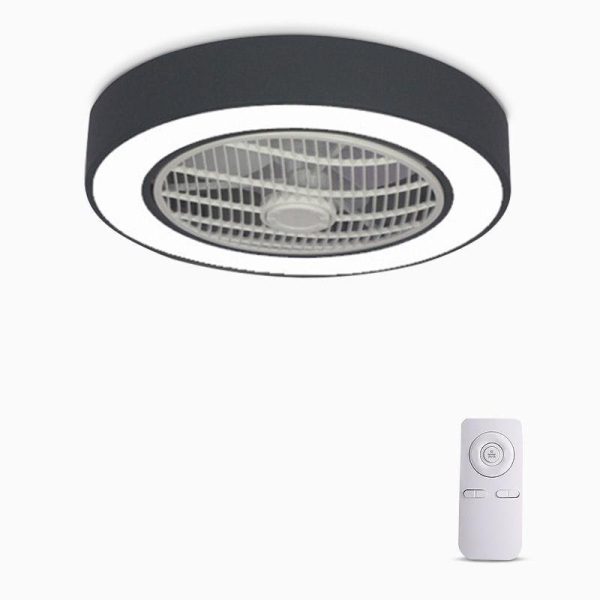 Compact Round Iron Modernized Flush Mount Bladeless Ceiling Fan With LED Lights - Image 8