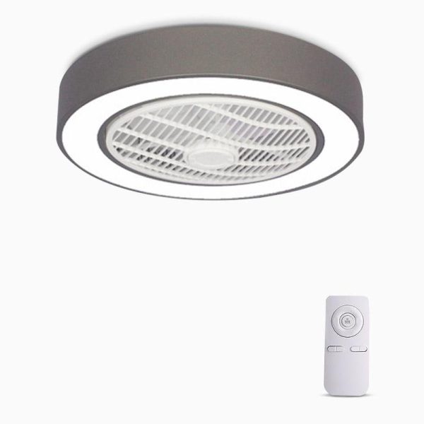 Compact Round Iron Modernized Flush Mount Bladeless Ceiling Fan With LED Lights - Image 9