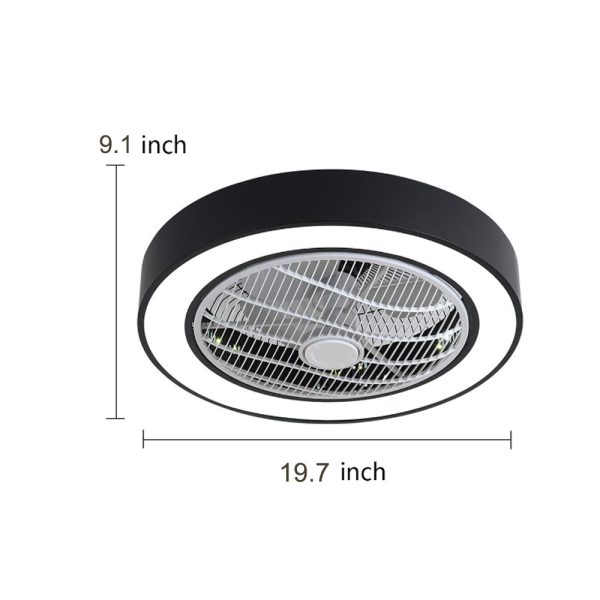 Compact Round Iron Modernized Flush Mount Bladeless Ceiling Fan With LED Lights - Image 6