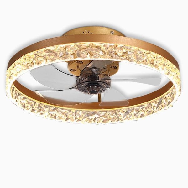 5- Blade Circular Iron Rustic Flush Mount Ceiling Fan With LED Bulbs Remote Control - Image 6
