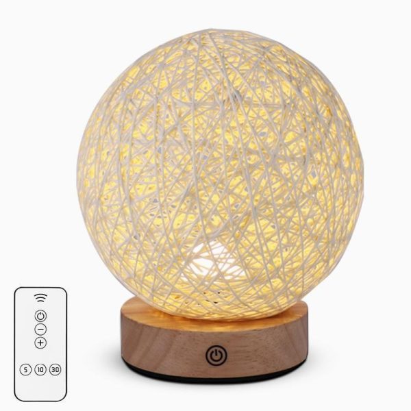 6 inch LED Natural Ratten Wicker Shade Table Lamp - Image 9