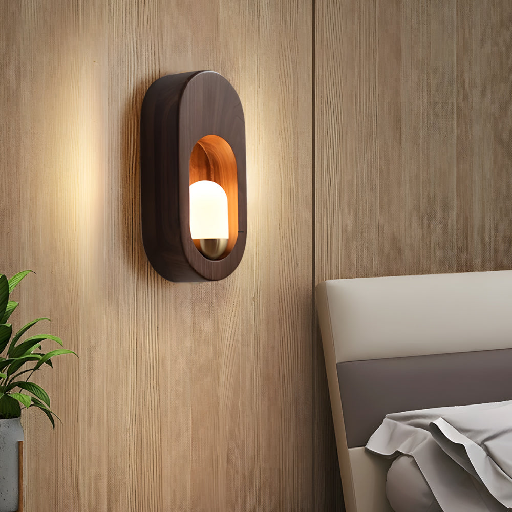 Wall-Sconces.jpg 1-Light Wood Oval Wall Sconce - Wood/Walnut - Image 1
