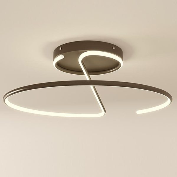 16 inch Sleek Wire-inspired Circular Modern LED Semi Flush Mount Ceiling Light - Image 5