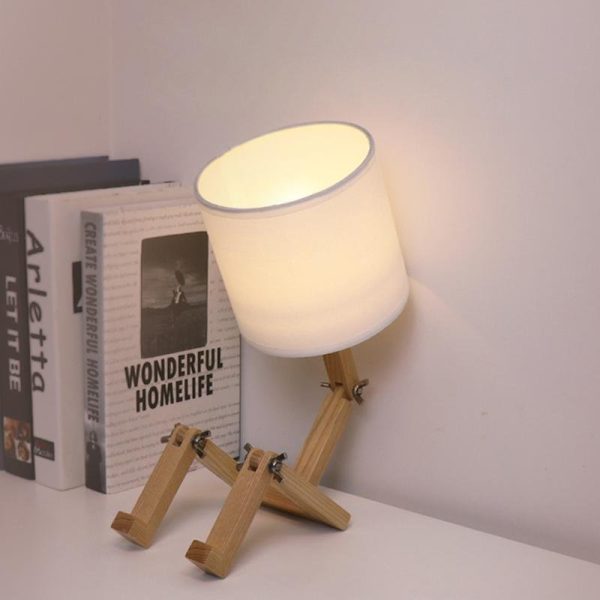 Adjustable LED Wooden Sitting Robot Table Lamp - Image 10