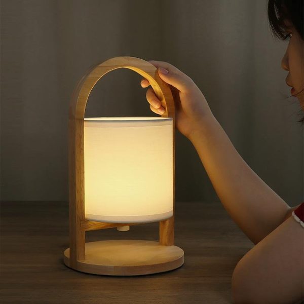 Battery Operated Wood Portable Accent Table Lamp - Image 4