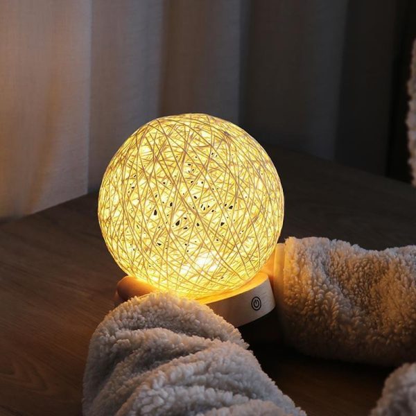 6 inch LED Natural Ratten Wicker Shade Table Lamp - Image 3