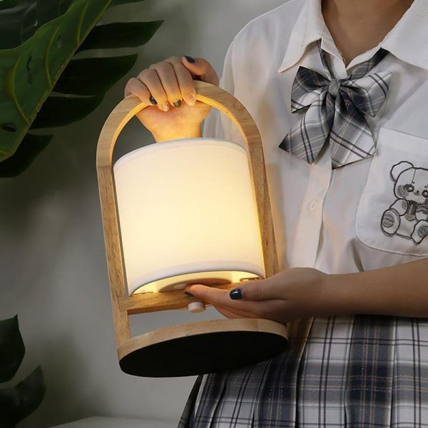 Battery Operated Wood Portable Accent Table Lamp - Image 5