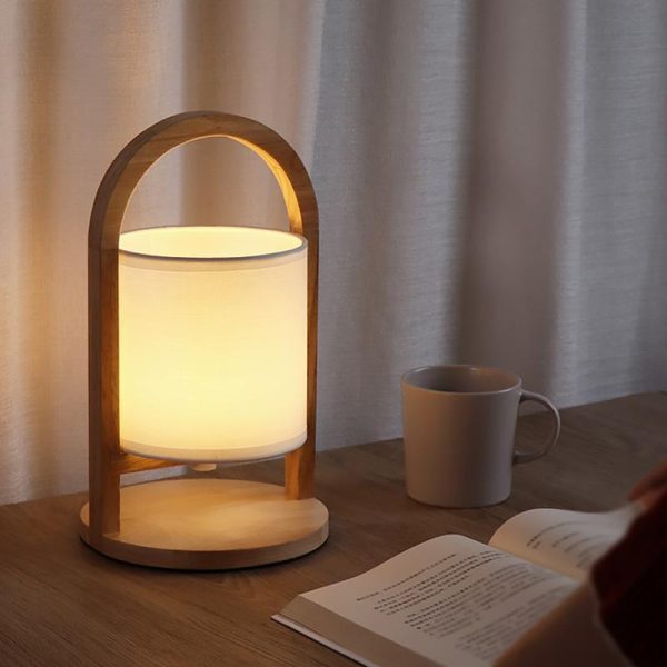 Battery Operated Wood Portable Accent Table Lamp - Image 3