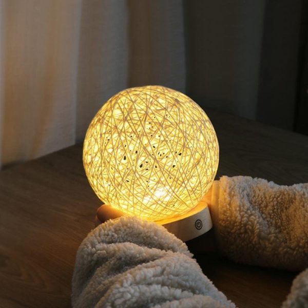 6 inch LED Natural Ratten Wicker Shade Table Lamp - Image 8