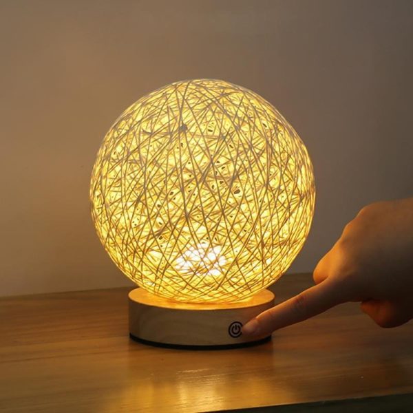 6 inch LED Natural Ratten Wicker Shade Table Lamp - Image 5
