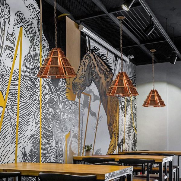 Cone Richly Colored Wood Pendant Light With a Unique Farmhouse Appearance - Image 3