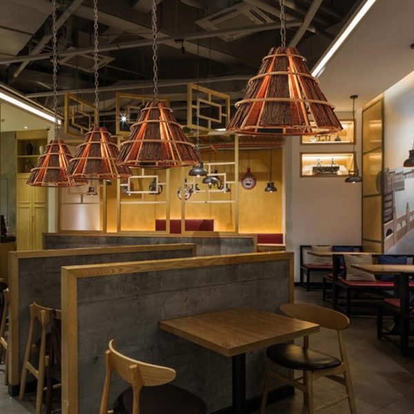 Cone Richly Colored Wood Pendant Light With a Unique Farmhouse Appearance - Image 4